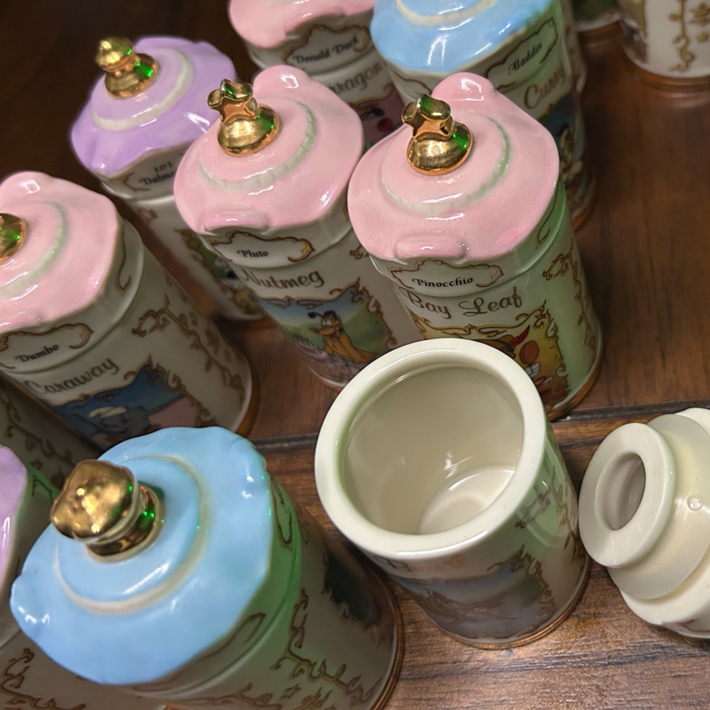 Walt Disney Porcelain Spice Jar Collection Set